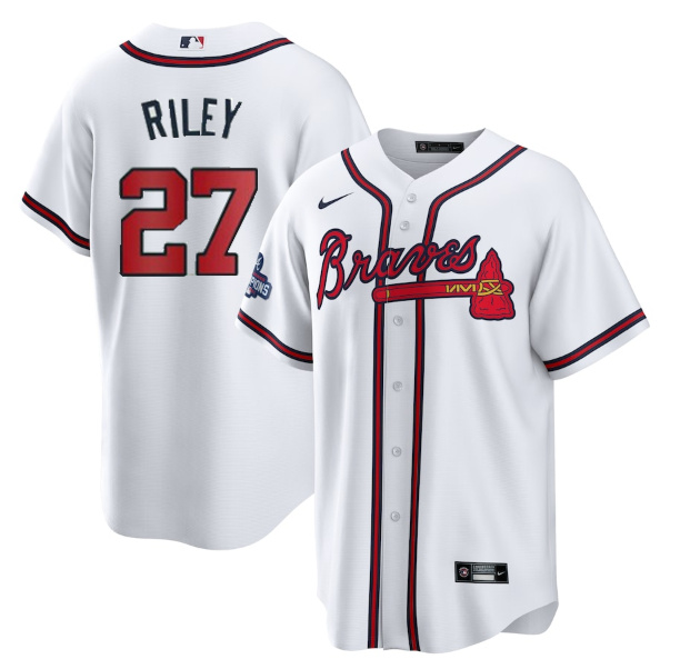 Toddlers Atlanta Braves #27 Austin Riley 2021 White World Series Champions Cool Base Stitched Baseball Jersey Toddlers Atlanta Braves #27 Austin Riley 2021 White World Series Champions Cool Base Stitched Baseball Jersey